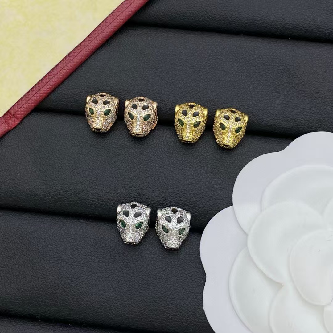 2025 Luxury Brand Love Earrings Fashion Full Diamond Leopard Head Earrings High Quality 18k Gold Earrings for Women Designers Jewelry Christmas Gifts