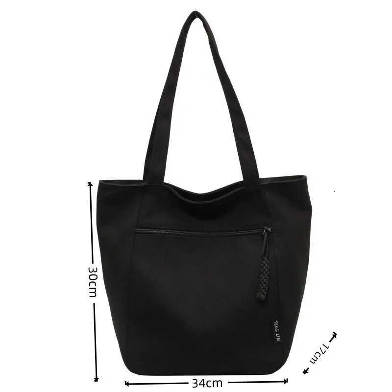 Winter Solid Vintage Canvas Shoulder Bag Fashion Leisure Art Student Handbag Large Capacity Commuter Women Tote BagL251023