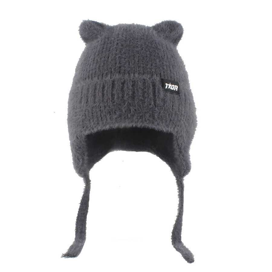 Winter Warm Soft Stretch Slouchy Beanie Hats For Women Fashion Cute Cat Ears Earflap Hat Outdoor Ear Protection Fuzzy Ski CapXJ251023