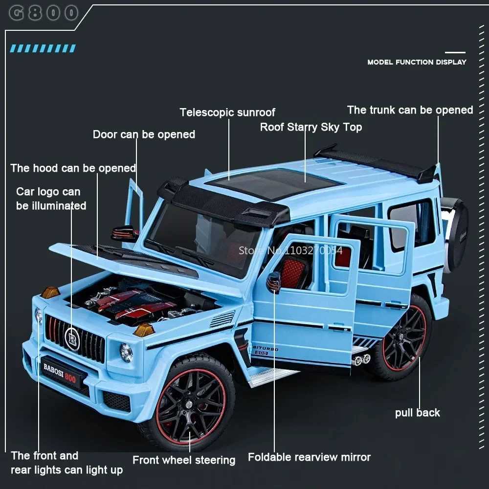 118 Scale G800 Model Car Toys Alloy Diecast Metal OffRoad Vehicles Collection With Sound Light Toy Cars Children Gift SeriesT251023