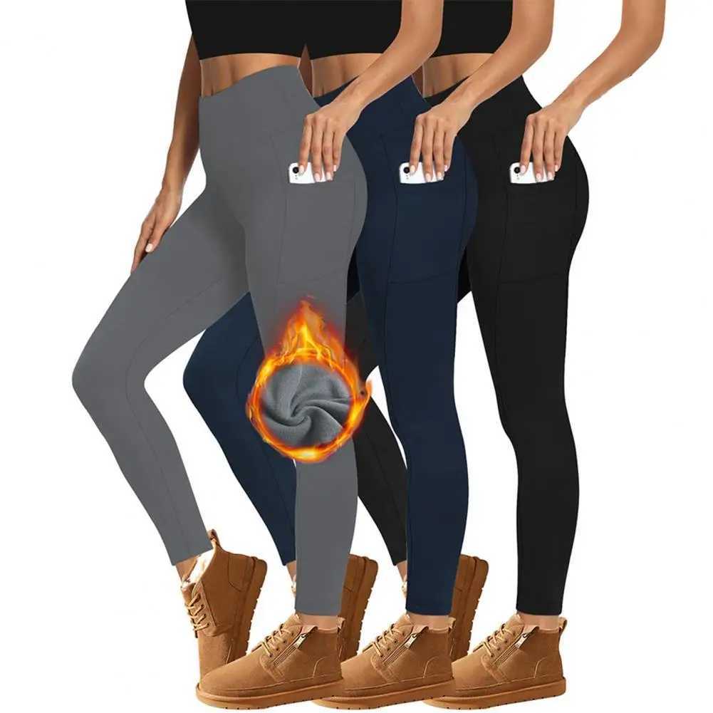 Comfortable Leggings Cozy Velvet High Waist Womens Leggings with Pockets for Autumn Winter Warm Slim Fit Yoga Pants for ColdT251023