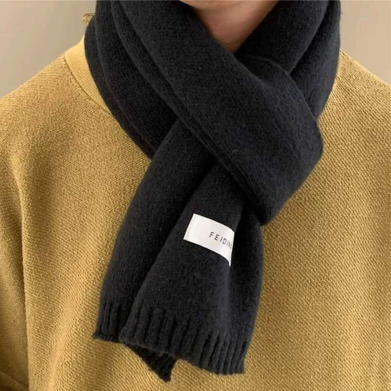 Winter Thermal Knitted Scarf Unisex Solid Color Neck Shawl Wrap Warm Windproof Solid Color Women Men Fashion Motorcycle Scarfs J251113