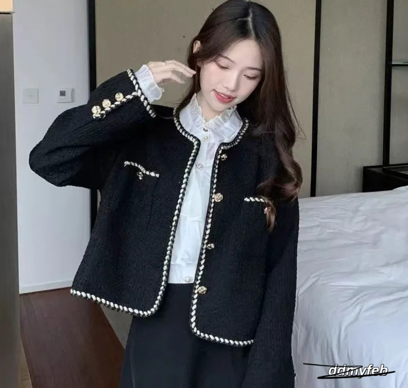 Elegant Tweed Cropped Jacket - Women's Vintage Quilted Coat For Commute & Winter Outwear Ddmyfeb