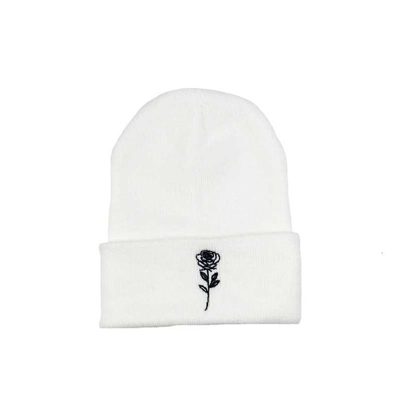 Autumn Winter Rose Floral broidery Sklies Beanies Hats Outdoor Warm Plover Knit Hat Coup Unisex Bonnet HatW251023