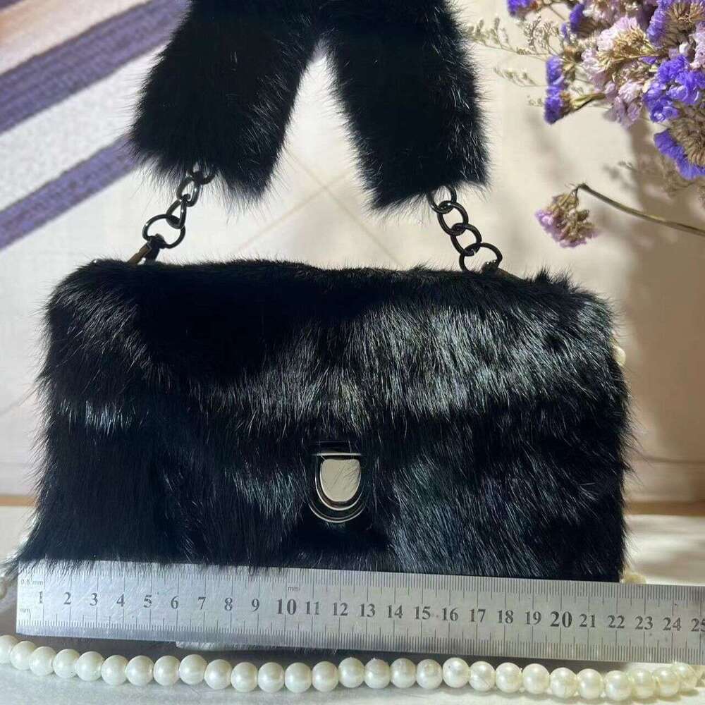 toteBag Shoulder bag ROSE NOIRE Real Fur Mink Women S Handbag Crossbody Versatile Stylish Bag
