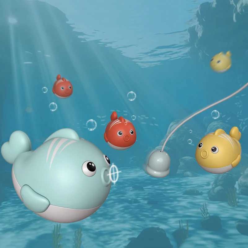 Childrens magnetic fishing and bathing toy set cartoon early education baby floating fishing and water play bathtub toy J251023