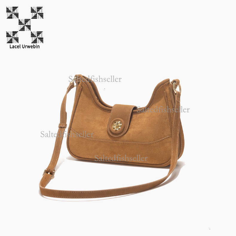 Lacel Urwebin Designer Luxury Suede Women's Handbag High-end New Fashion Autumn And Winter Shoulder Bag Retro Trendy Brand Chain Metal Buckle Cro