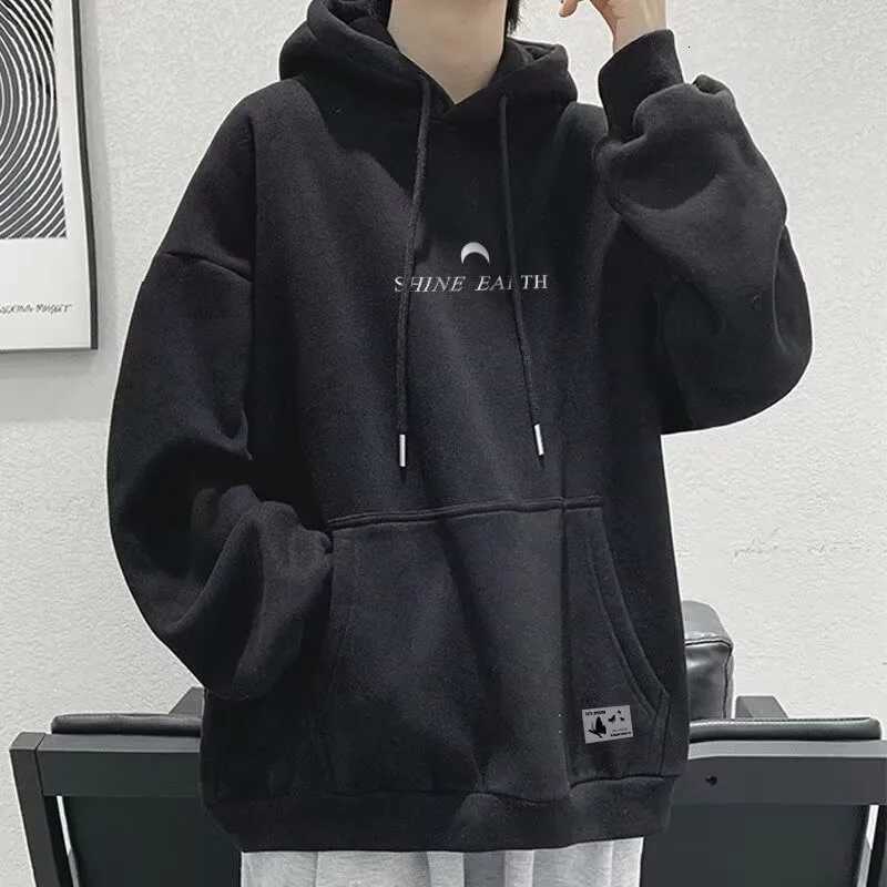 M8XL HoodiesMen Oversized Hoodie Loose Japanese simple alphabet moon Print Couple HoodiesT251023