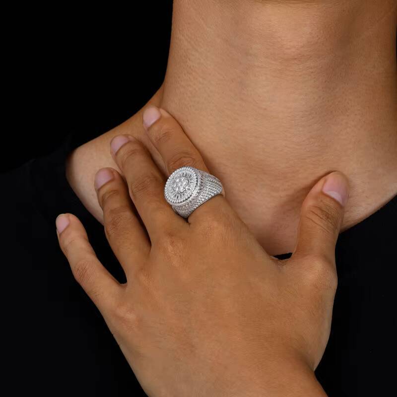 USA Local Stock Shipping Iced Out Hot Selling Women Moissanite Pass Diamond Tester Mens Ring 925 Silver VVS Moissanite MEN Ring