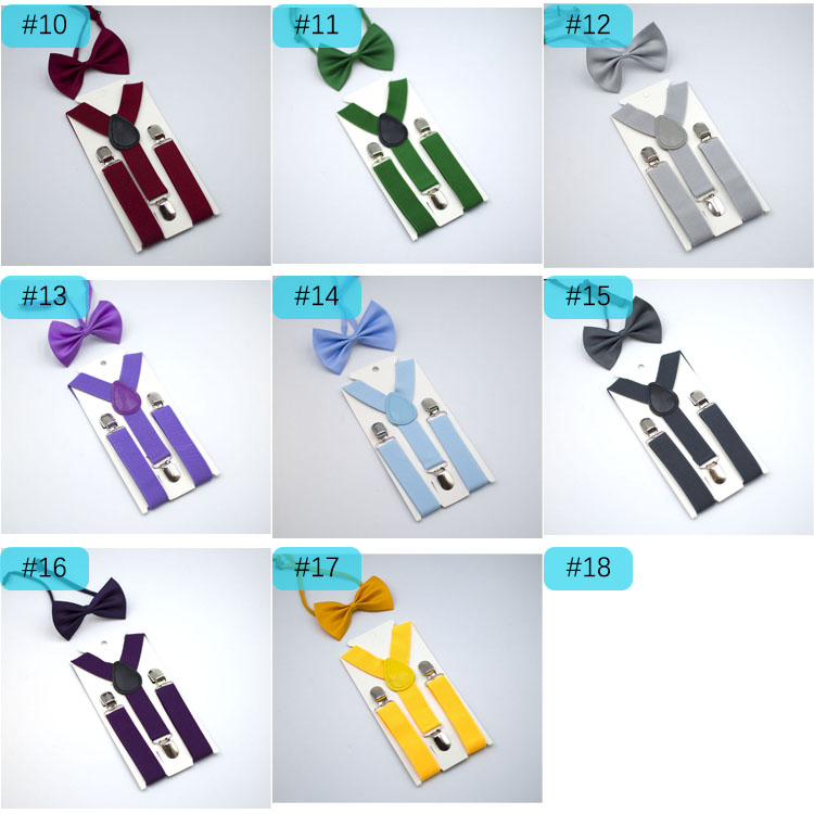 Kids Suspenders Bow Tie Set Boys Girls Braces Elastic Y-Suspenders with Bows Tie Fashion Belt Children Baby Retro Strap Clip Y-back M558