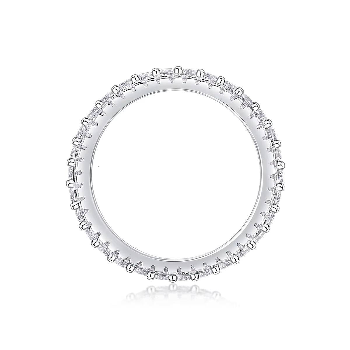 Zanlong 13251 d Color Vvs 18k Gold Plated Sterling Silver Three Row Men Women Full Eternity Stone Irregular Ring Moissanite Band