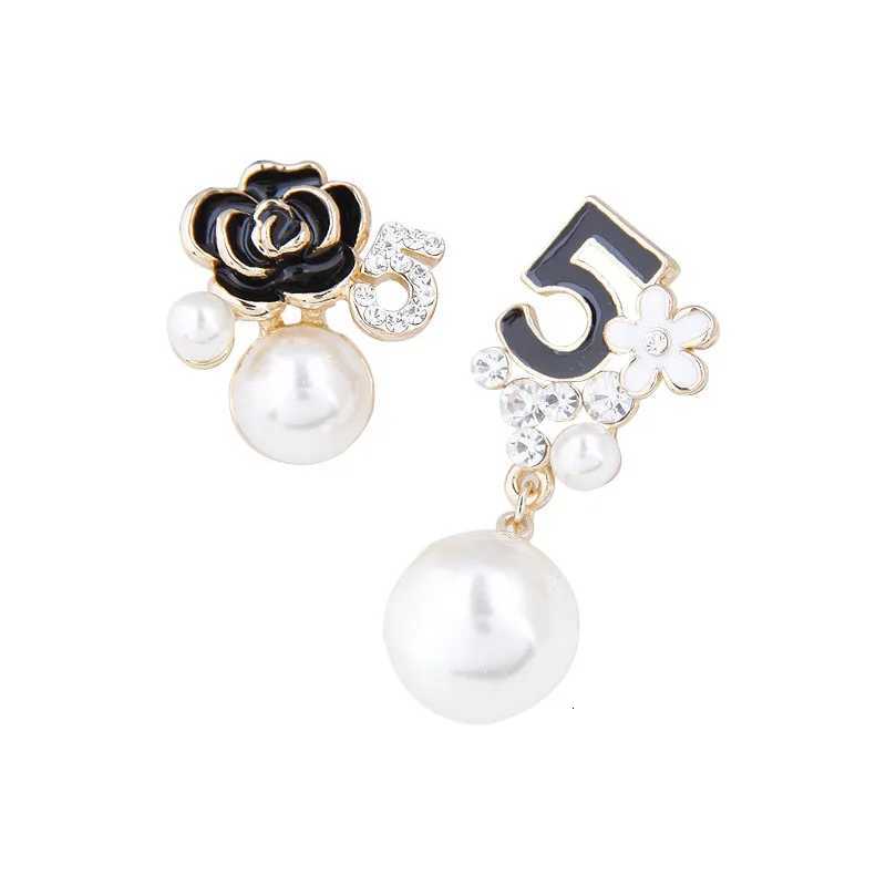 luxury designer jewelry Korean stud earrings black rose pearls earrings wer earring lia wer ear Accories Y251023