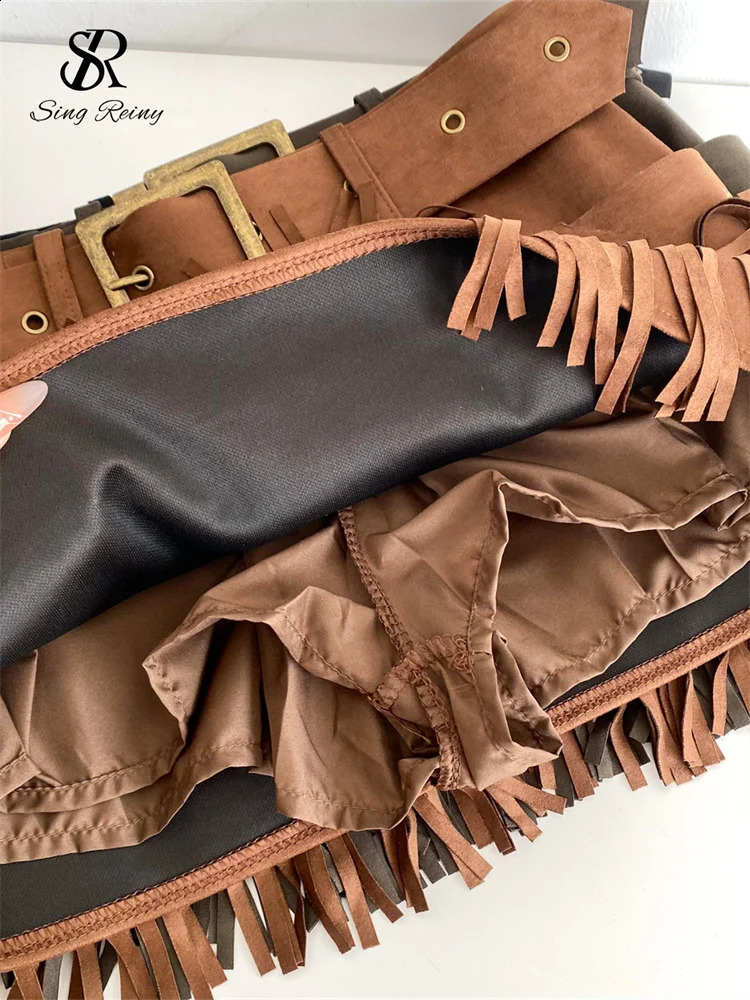 SINGREINY Sexy Girl Tassels Skirt Double Sashes Solid n Fashion Music Festival Outfits Women Slim Bodycon Short 251022