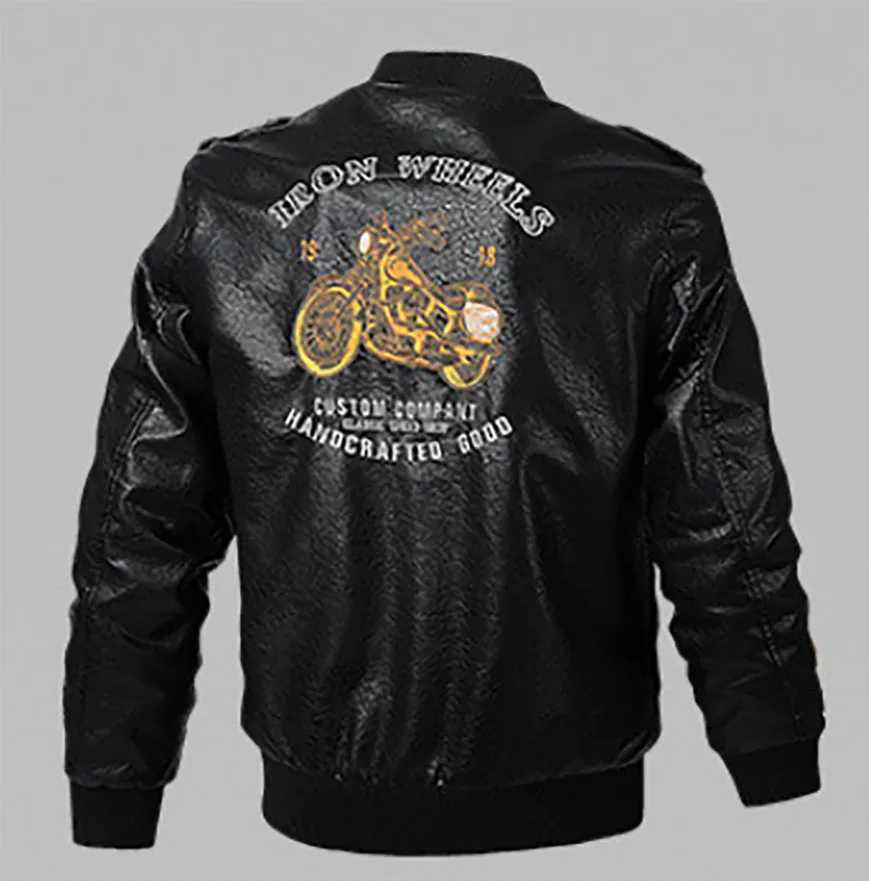 New Spring and Autumn Coat Flying PU Leather Jacket Slim Fit Hardcore Mens Youth Leather Jacket W251023