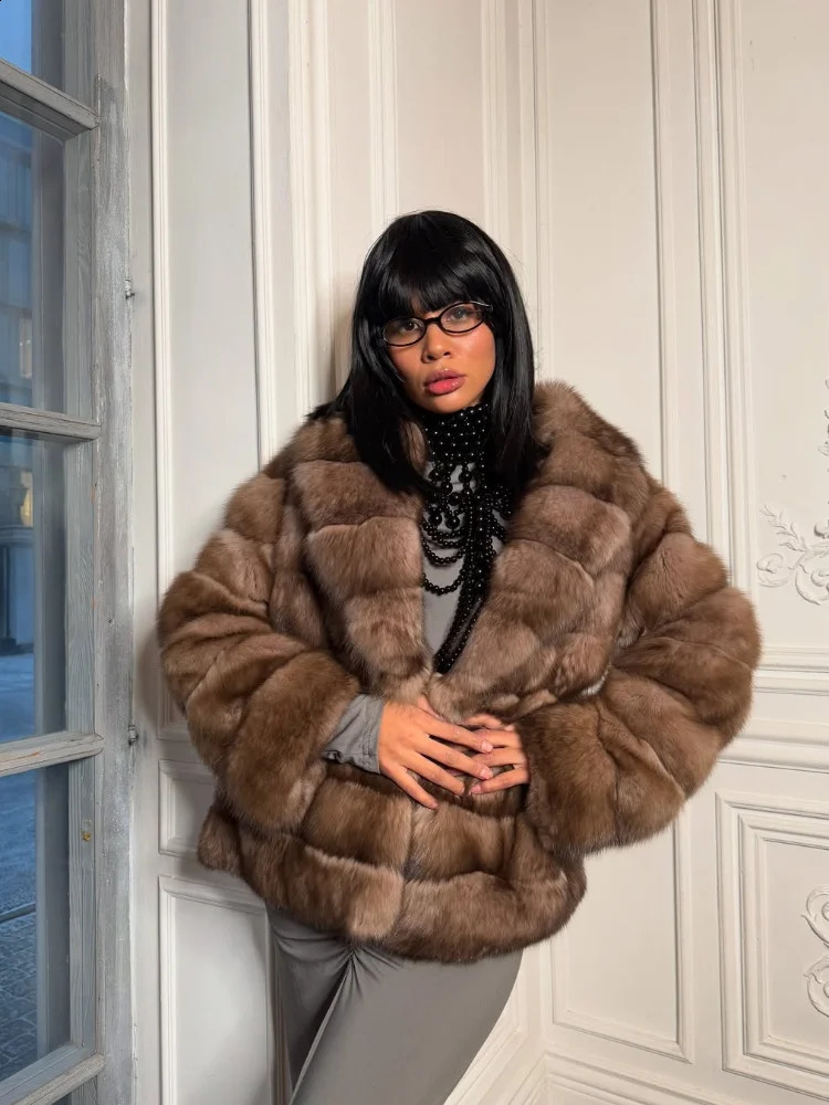 Solid Patchwork Faux Fur Coat Women Full Sleeve Lapel Loose Long Staple Plush Jacket Lady Winter Fashion Street Outwear 251021
