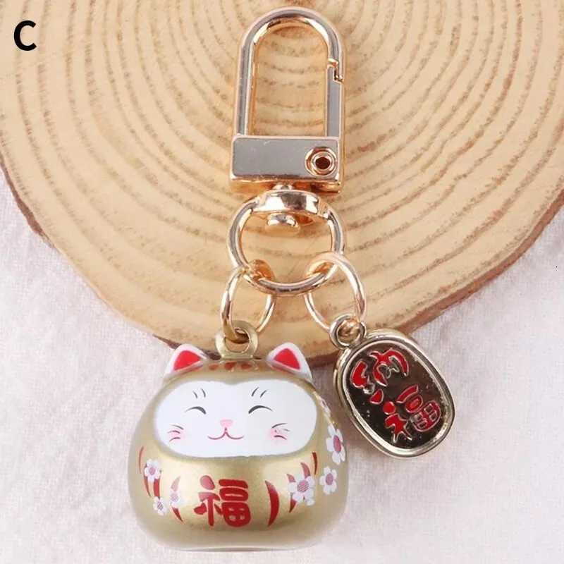 Lucky Cat Keychain Japan Maneki Neko Trinkets Keyrings Car Bag Charm Ornaments Pendant Keyfob Bag Accessories Z251023