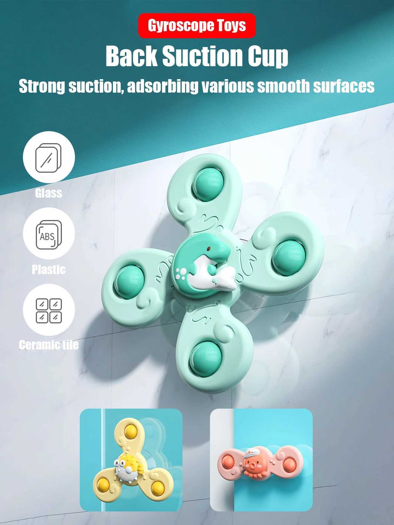 3PcsSet Baby Bath Toys Funny Bathing Sucker Spinner Suction Cup Cartoon Rattles Fidget Educational Toys For Children Boys Gift J251023