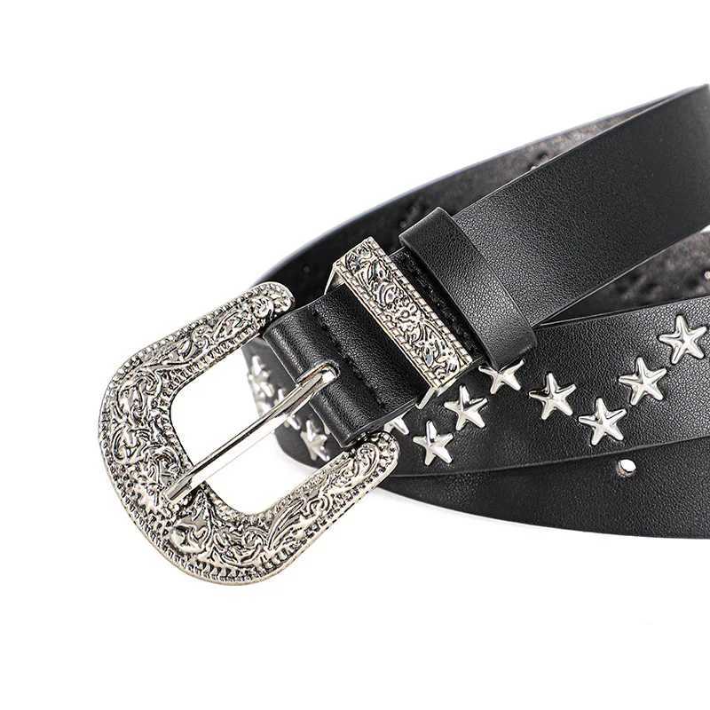 Mens and Womens Belt Trend Pentagram Rivet Punk Style Vintage Carved Buckle PU Leather BeltsSubculture Rock HipHop Y2k BeltXJ251023