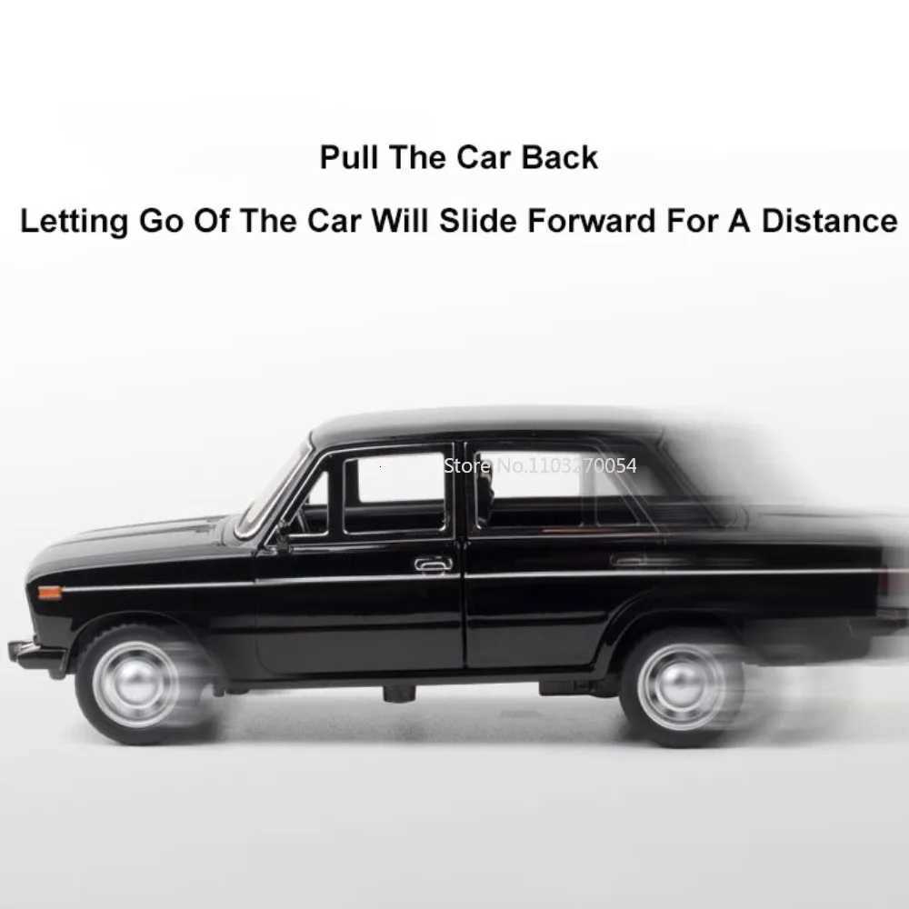 124 LADA 2106 Diecast Alloy Car Model Toy Metal Body Door Can Opened Toy Car Pull Back Sound Light Rubber Tire Vehicle Boy GiftT251023