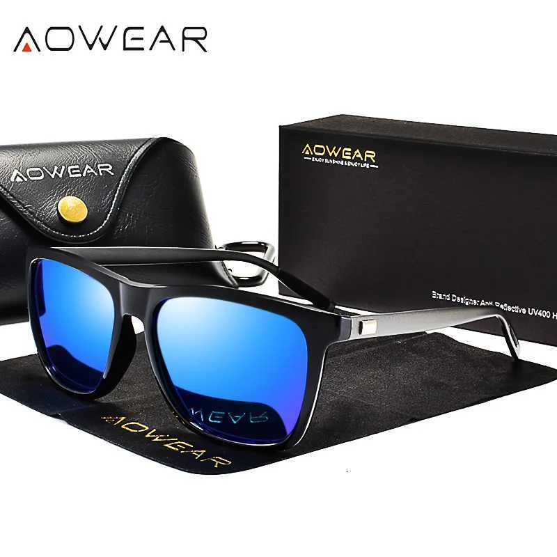 AOWEAR Classic Square Polarized Sunglasses for Men Women Vintage Mirror Sun Glasses Unisex Driving Retro Eyewear Gafas De SolW251023