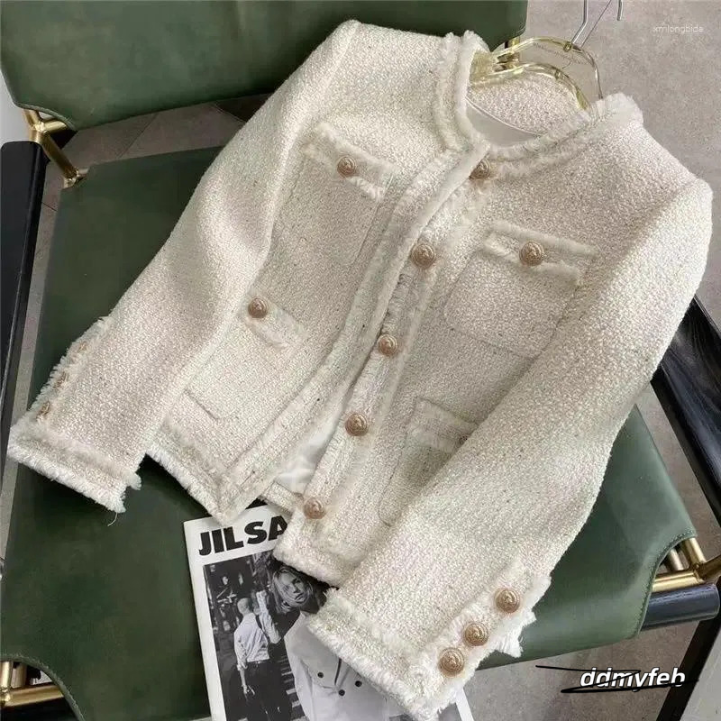 Ladies Jacket: Elegant Women's Short Tweed Coat - French Style, Casual Outerwear, High-Quality Fabric For Daily Use Ddmyfeb