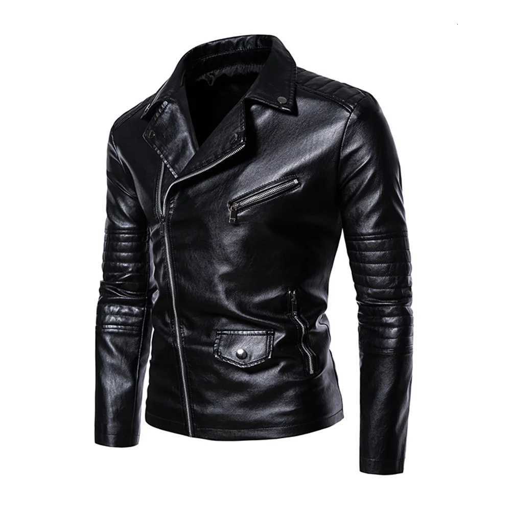 Mens leather jackets with zippers and lapels business casual jackets mens motorcycle suits mens bomber leather jackets W251023