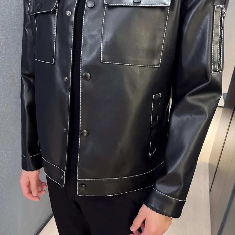 Fashion Trendy Leather Jacket Soft Comfortable Breathable Trendy Versatile Flip Collar Mens Business Casual Jacket 251021