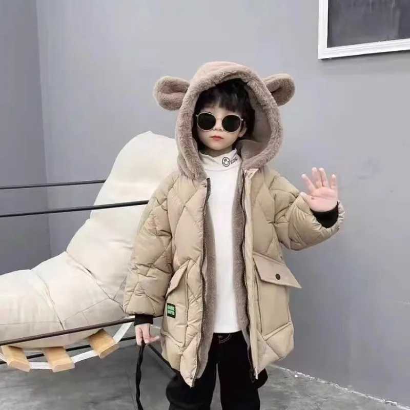 2025 New Boys Korean Style FleeceLined Thickened Cotton Winter Coat Cotton Padded Jacket Kids Winter Wear for 814 Years Y251023