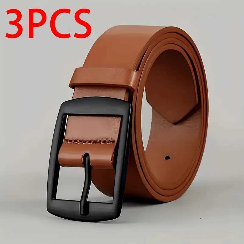 3pc Luxury Belt for Men PU Leather Belt Metal Pin Buckle High Quality Famous Brand Designer Waist Strap Belt For Jeans Plus SizeXJ251023