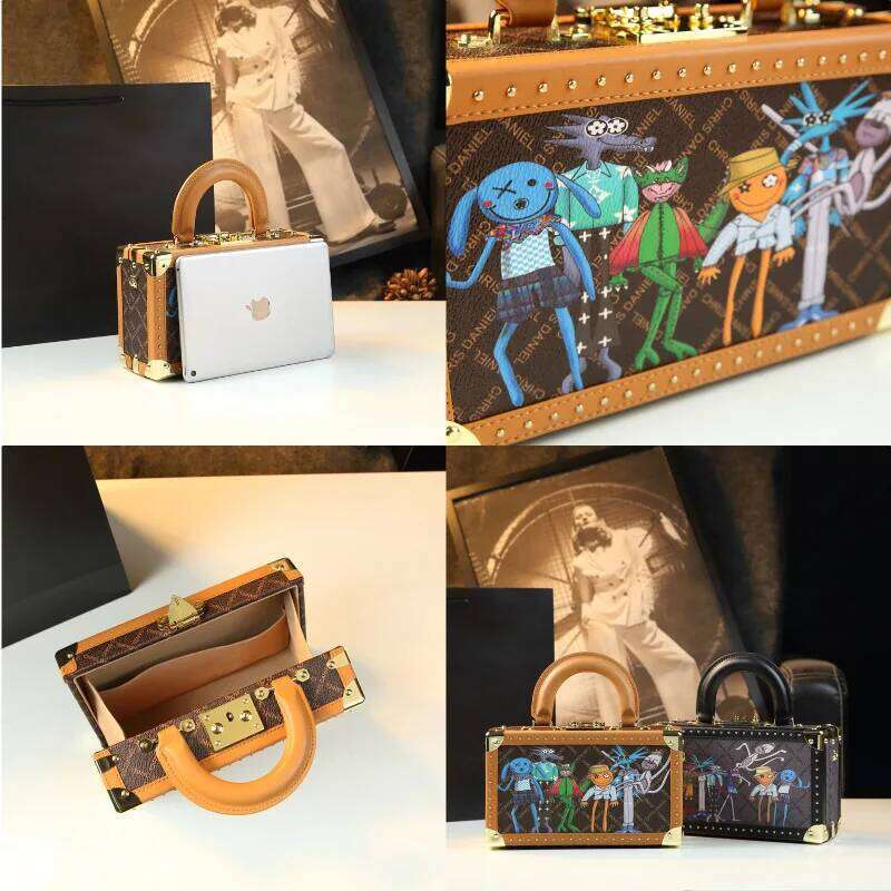 Cartoon Box Bags Women Handbags Evening Top Handle Satchel Rivets Crossbody Bag Small Hard Purse Shoulder