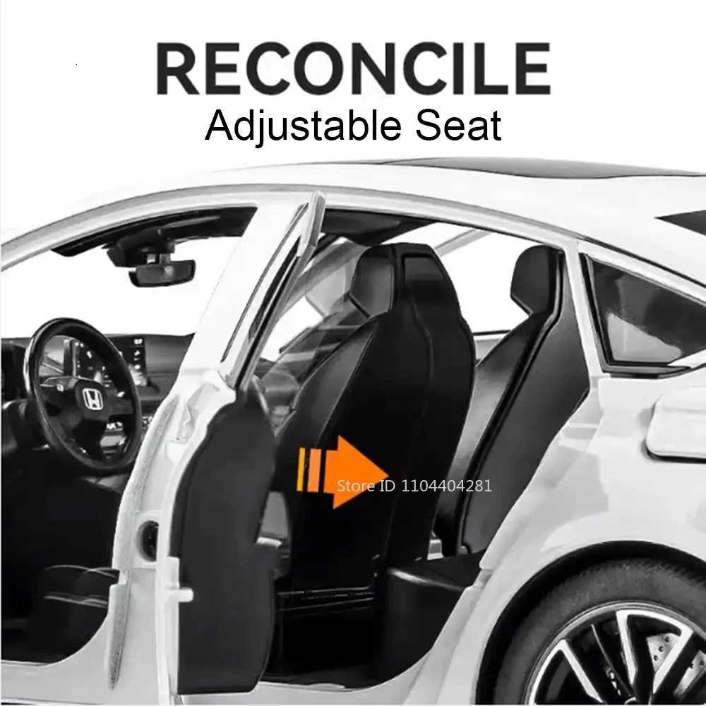 118 HONDA Accord Alloy Miniature Model Diecast Toy Door Opened Sound Light Pull Back Front Wheel Steering Classic Birthday GiftT251023