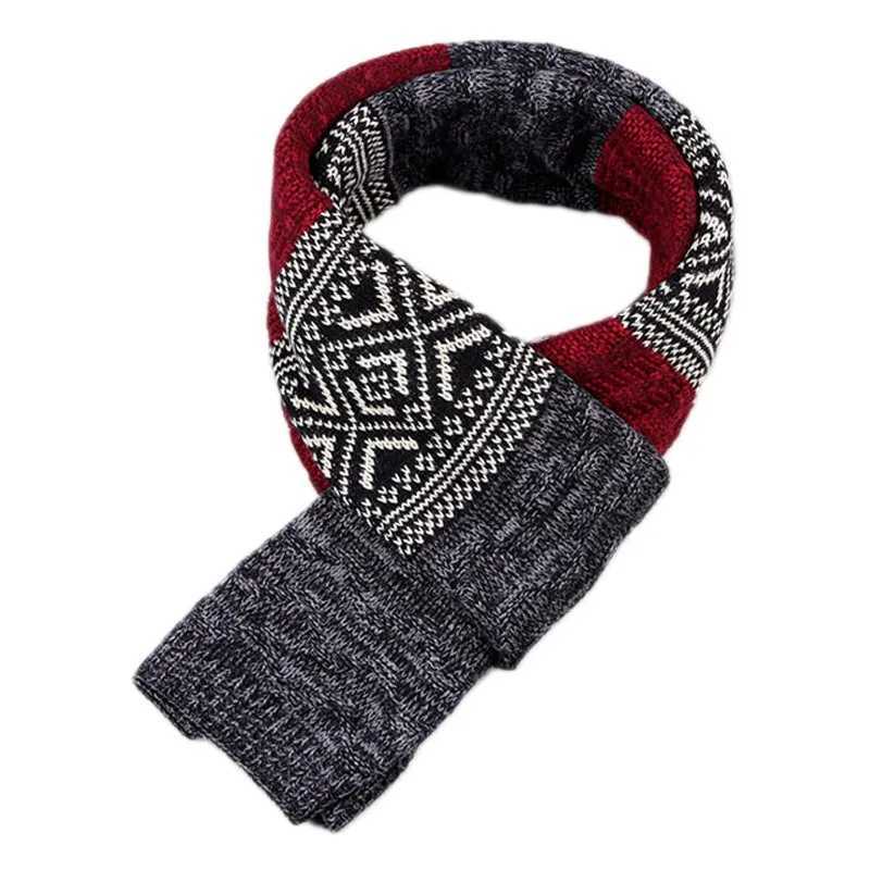 Winter Mens Scarf Checkered Scarf Casual Knit Keep Warm Neckerchief Patchwork Wool Cashmere Scarf AC086 J251113