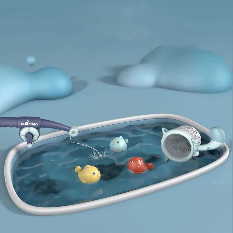 Childrens magnetic fishing and bathing toy set cartoon early education baby floating fishing and water play bathtub toy J251023