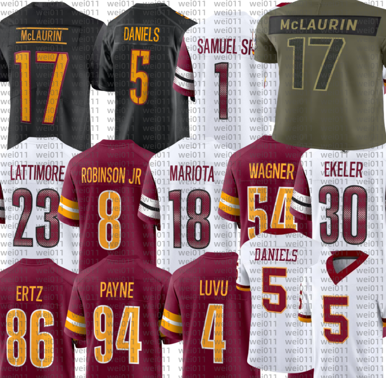 Sean Taylor Jayden Daniels Jacory Croskey-Merritt Terry McLaurin Deebo Samuel Sr Bobby Wagner Frankie Luvu Tress Way Mike Sainristil Luke McCaffrey Football Jersey