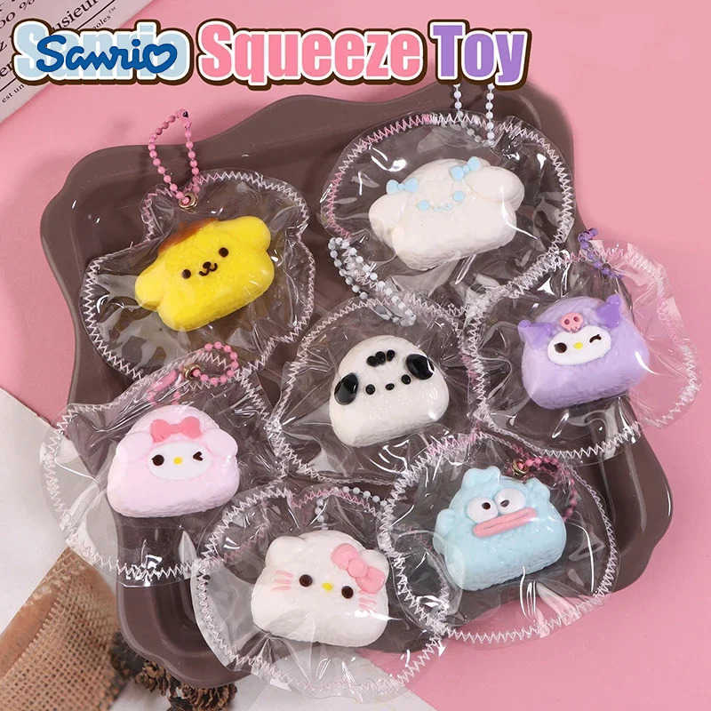 Sanrio HelloKitty Squeeze Toy Pendant Antistress Ruduce Stress Pinching Kuromi Mymelody Soft Relief Relax Toys Cartoon Ornament L251023