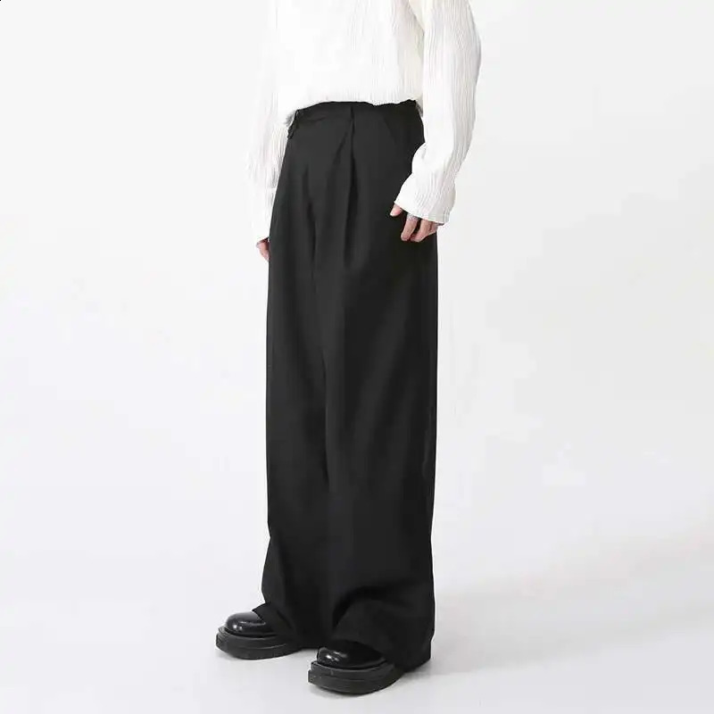 IEFB Mens Wear Spring Suit Pants Loose Straight Korean Fashion Simple Solid Color Male Casual Trousers Wide Leg 9A6959 251023