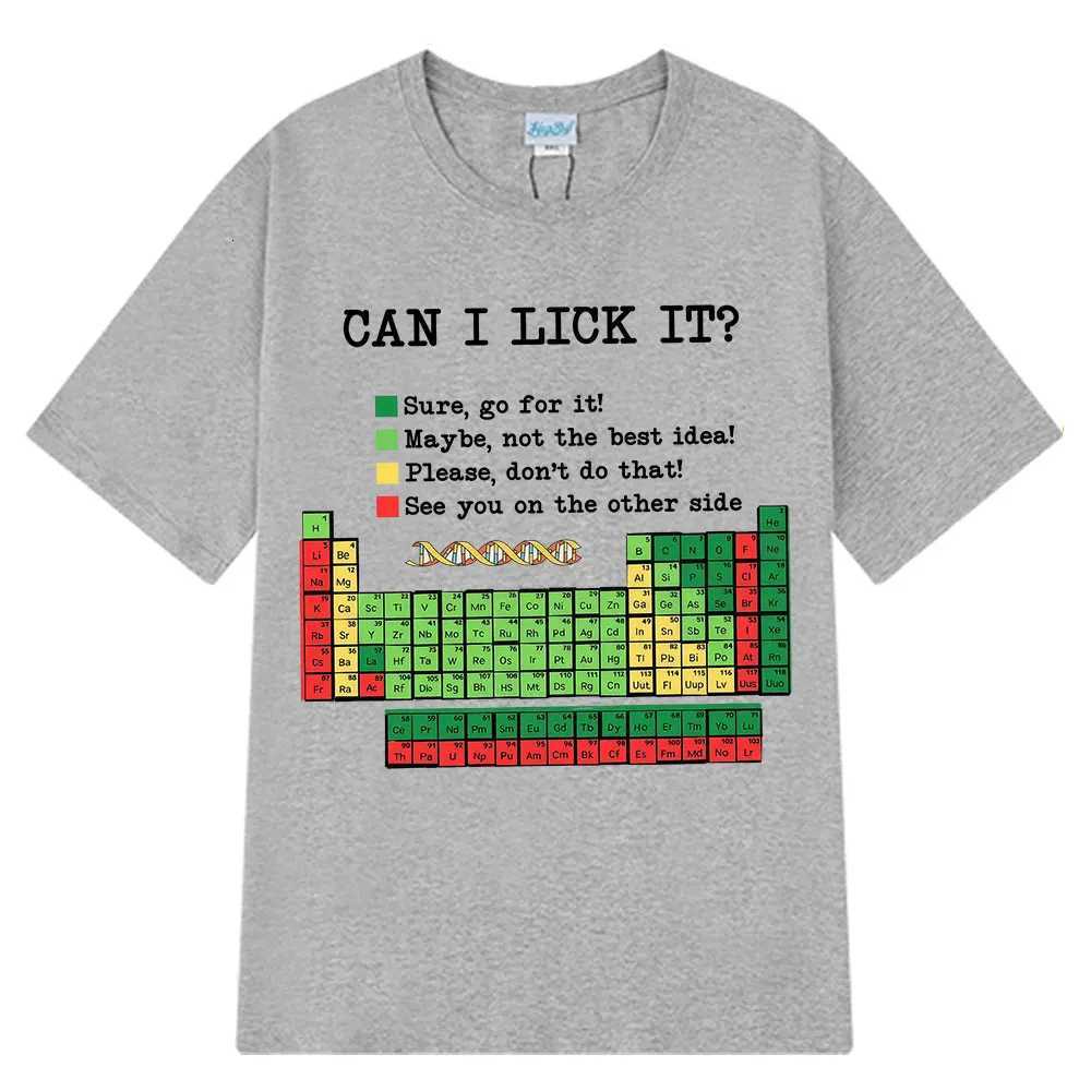 Summer Funny Periodic TableCan I Lick It Chemistry 100 Pure Cotton Printed Tshirt Shortsleeved Loose Casual UnisexXJ251023