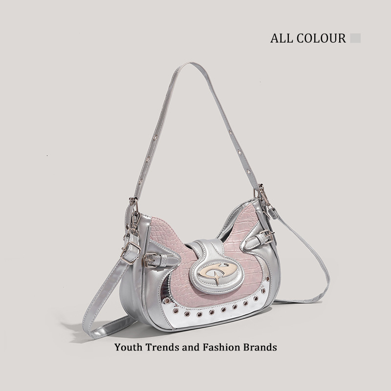 Luxury Brand Designer Bag Millennial Hot Girl Motorcycle Bag For Women 2025 New Niche Design Crocodile Pattern Underarm Bag High-End Single Shoulder C