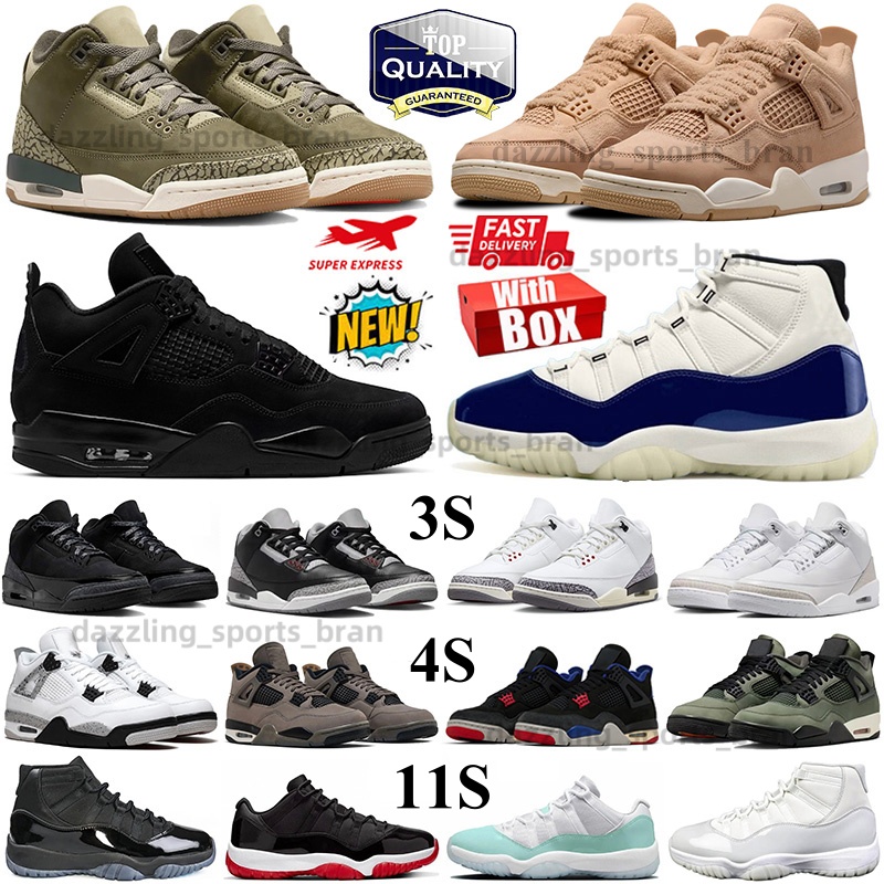 With Box Basketball shoes 4s 11s 3s Undefeated Cozy Girl Rare White Cement Black Cat Gamma Inner Beast Pure Money Family Affair Mens Womens Outdoor Sports Shoes 36-47