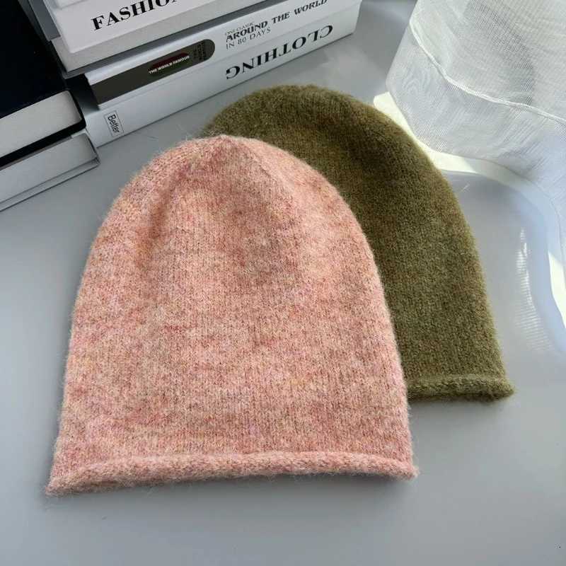 Highquality Wool Blend Beanies Women Men Warm Knitted Cold Hats Ladies MicroCurled Stacking Hat Female Male Autumn WinterXJ251023