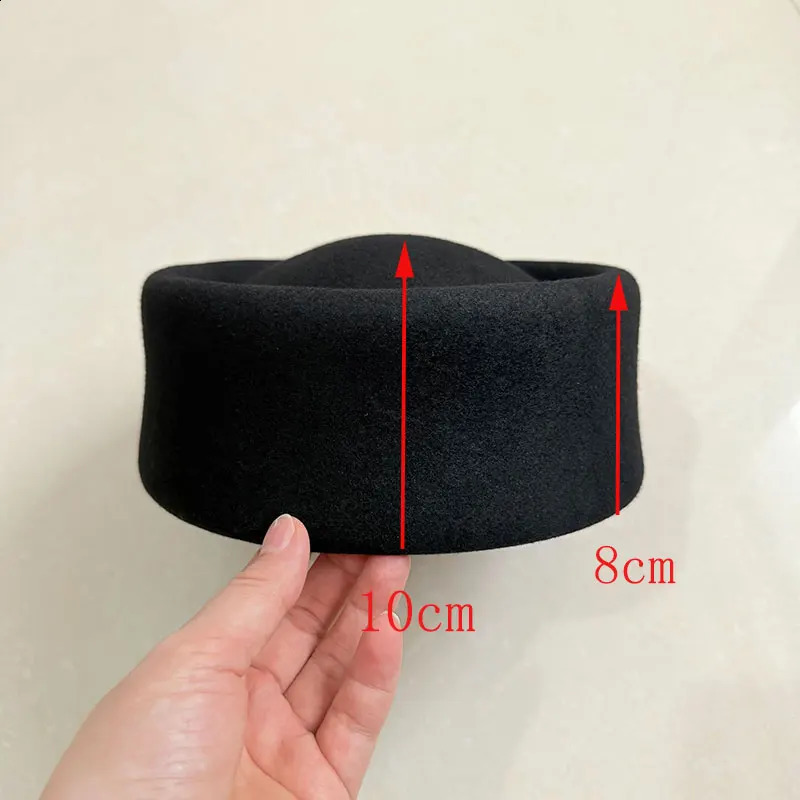 Classic er Ladies Black 100 Wool Beret Hat Fancy Felt Hat Warmer Winter Cap Women Fedora Hat Fascinator Formal Russia Hat251018