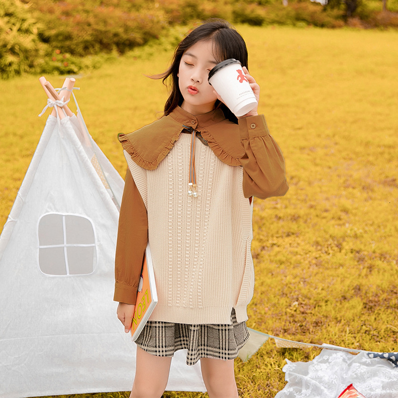 Female designer fashion children's clothing Spring and Autumn new Korean style children's shirt, girls' sweater two-piece set, wholesal