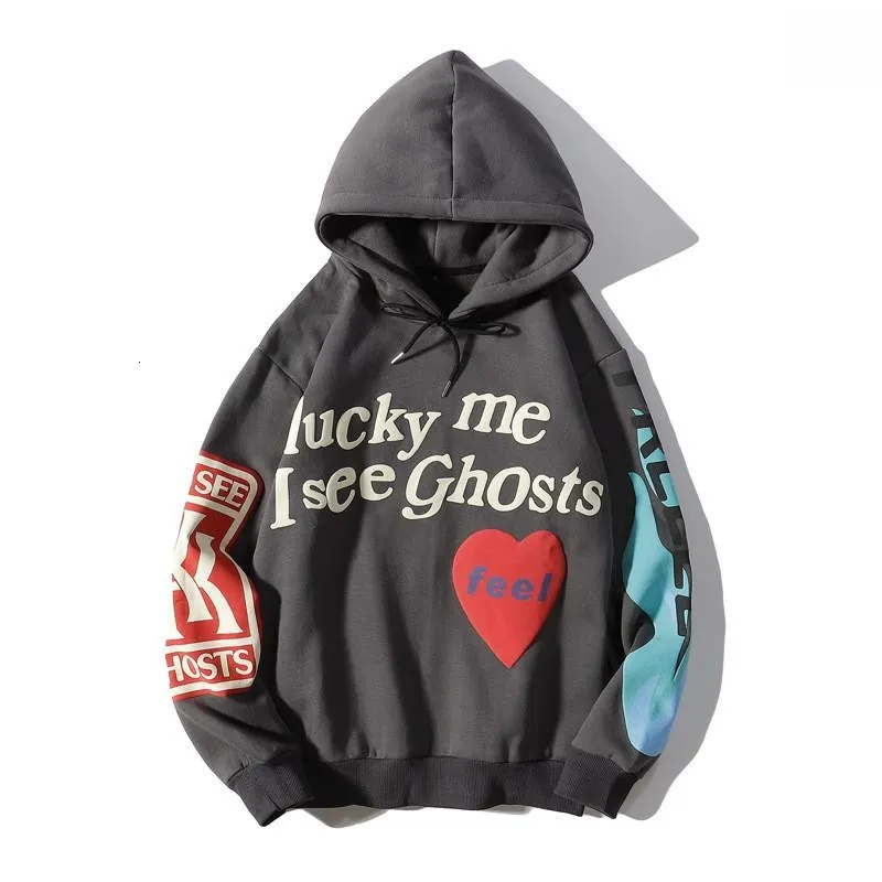 Men's Hoodies Haruku Graffiti Lucky Me I See Ghosts Letter Designer Hoodie Jacket Tracksuit Men Polo Veste Coat Winter Sweatshirts Men And Women 