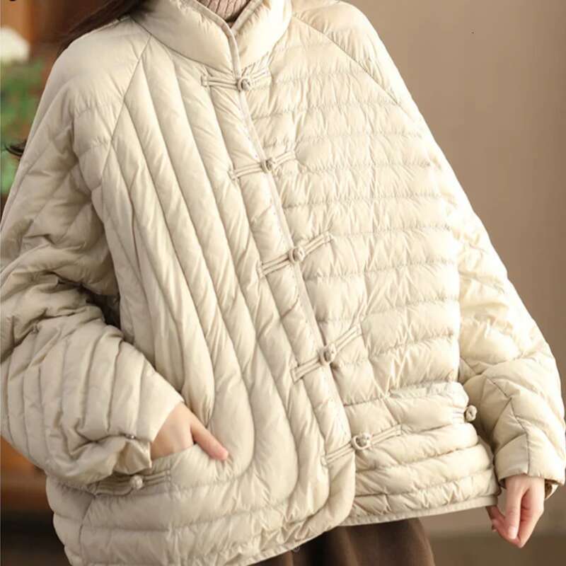 Schinteon Women Ultralight White Duck Down Jacket Over Size Loose Casual Autumn Winter Outwear Vintage Coat 2025 New Womens Coat