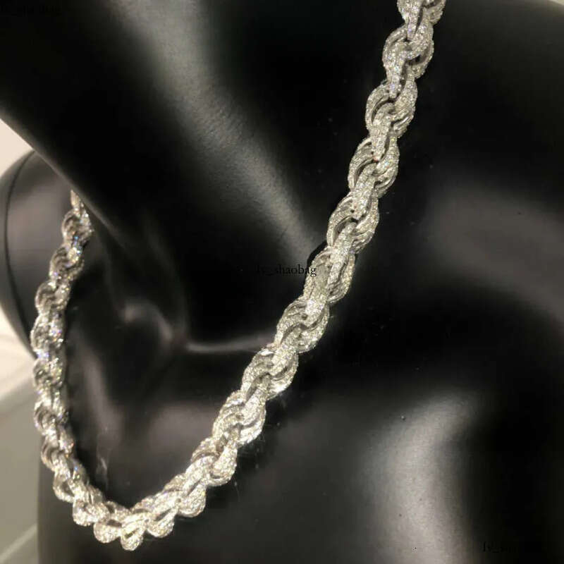 Twisted Moissanite S 10k 14k Solid Gold Hip Hop Men Jewelry Cuban Necklace Iced Out Vvs Dia Rope Chain