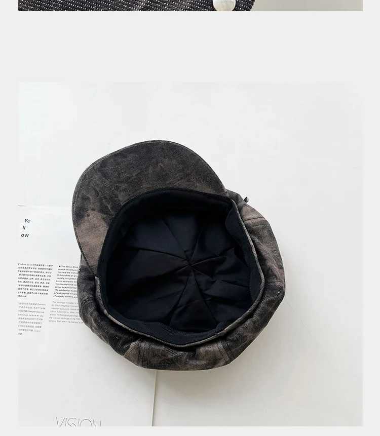 Y2K Personali Star Sticker Rivet Design Berets s for Wen Spring and Autumn Fashion Versati Retro Tiedye Newsboy HatsW251023