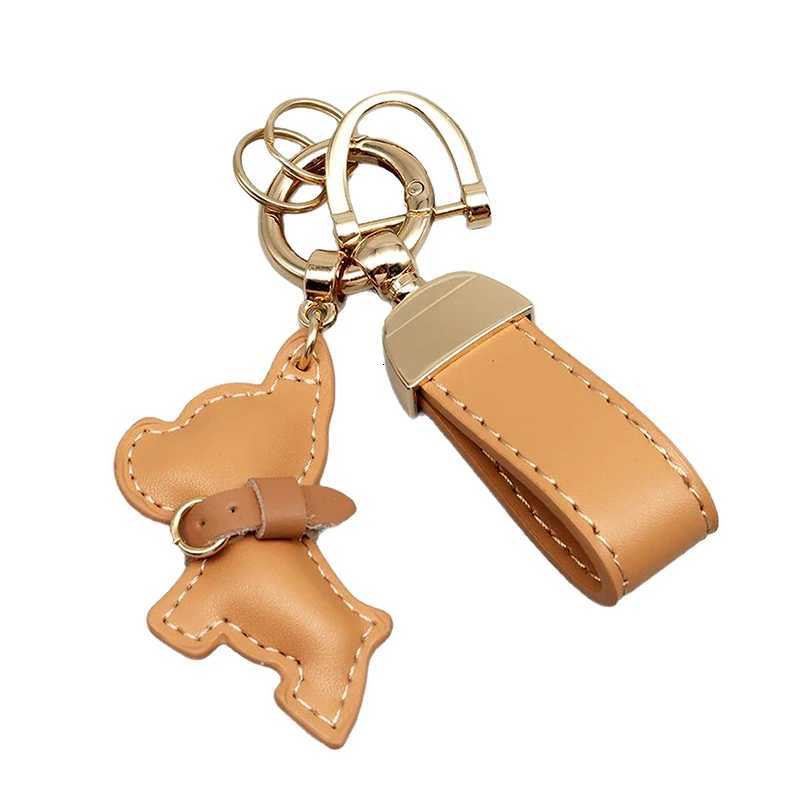 Trendy Leather Car Keychain Adorable French Bulldog Puppy Perfect Bag Pendant Gift Z251023
