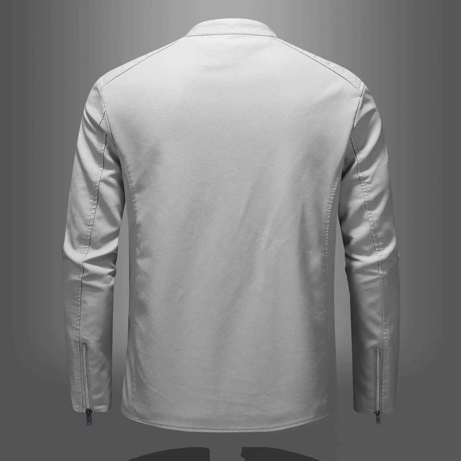 M4XL 5XL Mens Big Tall Faux Leather Jacket Stand Collar Slim Fit Biker Coat Windproof Motorcycle Jacket for Autumn Winter W251023