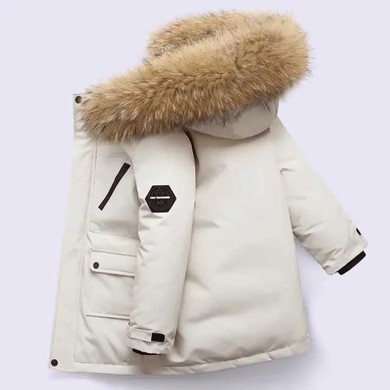 30 Winter Kids Padded Jacket Children Thick Plus Velvet Warm Parkas Coat Boys Girls Fur Collar Hooded Cotton Clothes Outerwea M251023