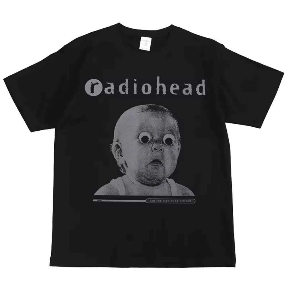 Summer Radiohead Rock Band Print American Street Hip Hop Vintage Black Men Women Short Sleeve Cotton Printed TShirt UnisexXJ251023